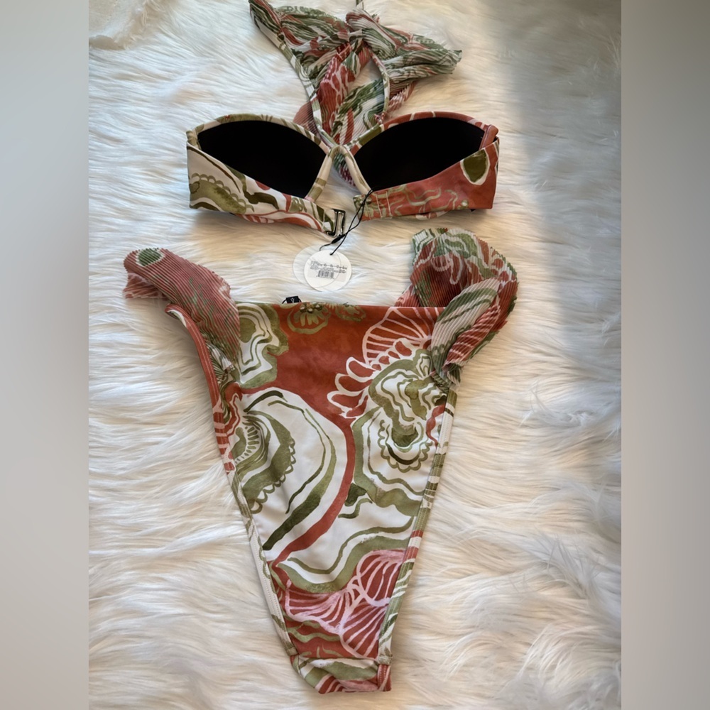 NWT Andrea Iyamah Salama Ruffled Off-The-Shoulder Bikini SET Top S, bottom M - Picture 7 of 14
